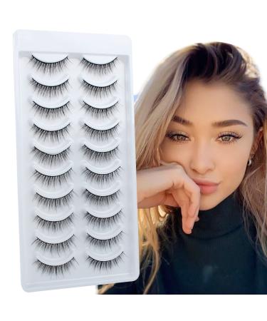 Wispy Lashes Natural Look False Eyelashes Strip Lashes 3D mink Lashes Handmade Fluffy Lightweight Short Eyelashes Natural 10 Pairs Light Volume Lashes Fake Eyelashes by Glowingwin 22-10pairs