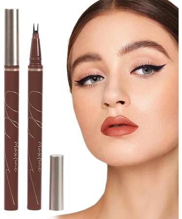 Double Edge Lower Lash | Waterproof Liquid Liner Pencil Three Colours Choices Eyeliner Pencil for Makeup Beginners Liquid Pencil with Bifurcated Brush Head Pochy Brown Coffee - Buy Online on GoSupps.com