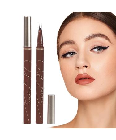 Double Tip Lower Eyelash Pencil - Liquid Pencil with Extremely Fine Tip - Three Colours Choices Eyeliner Pencil for Makeup Beginners Liquid Pencil with Bifurcated Brush Head Brown Coffee