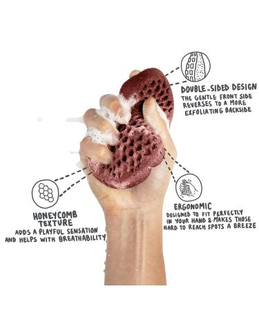 Casamera Red Clay Infused Loofah Body Scrubber - Shower & Bath Exfoliating Sponge - Buy Online on GoSupps.com