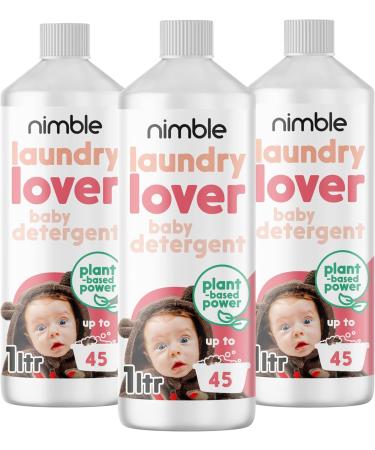 Nimble Non-Bio Laundry Washing Liquid Detergent Concentrated 5L | Plant-based washing liquid | Vegan Friendly Allergen Free laundry detergent for sensitive skin | 225 WASHES (3 x 1 Litre)