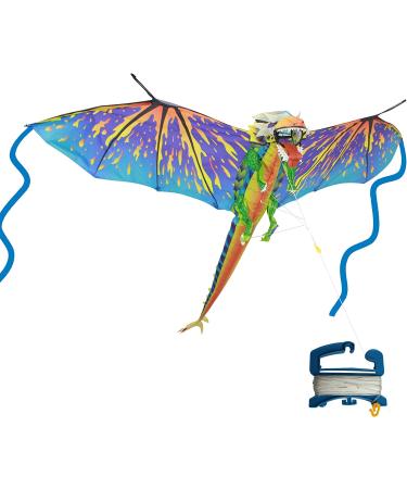 WindNSun Super Size 3D Blue Dragon Kite | 76 Wide Ripstop Nylon | Glass Eye Design - Buy Online on GoSupps.com