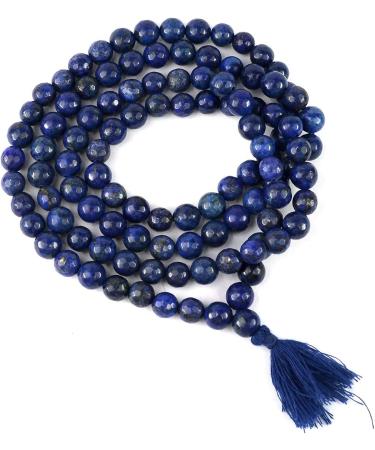 Natural Lapis Lazuli Mala | 108 Beads 8mm Faceted Diamond Cut | Reiki & Crystal Healing | International Shipping - Buy Online on GoSupps.com