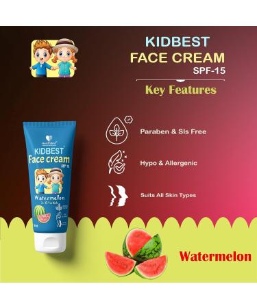 Kidbest Face Cream for Kids | SPF 15 Tear-Free Paraben-Free Watermelon Flavor Safe for Sensitive Skin - 50ml - Buy Online on GoSupps.com