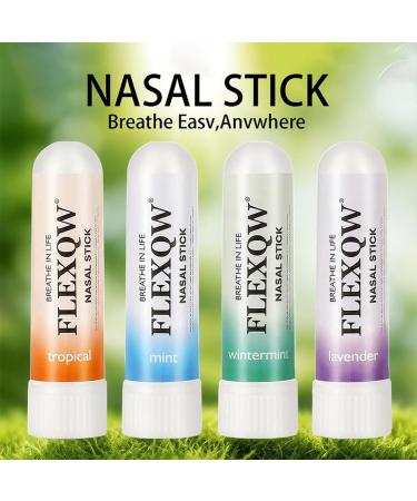 FLEXQW Nasal Sticks (4 Pack Variety) Essential Oils with Peppermint & Eucalyptus Inhaler Stick Energy Boost Portable Nasal Inhaler for Focus Sleep & Relaxation - Buy Online on GoSupps.com