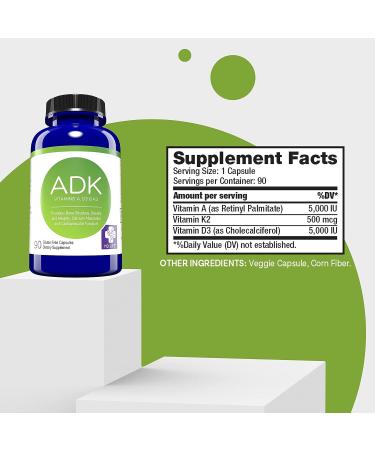 MD.LIFE ADK Vitamin Supplement - High Potency Vitamin D3 K2 A Complex for Bone and Heart Health - 90 Capsules - Buy Online on GoSupps.com