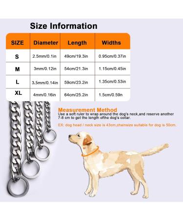 Adjustable Stainless Steel Dog Collar | P-Chain for Walking | Durable Large (L - 59cm / 23.2in) | International Shipping - Buy Online on GoSupps.com