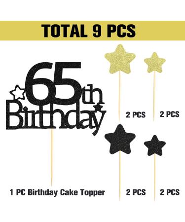 Sotpot Glitter 65th Birthday Cake Decorations 65th Cake Topper Star Cupcake Toppers for Birthday Party Decorations - 9 PCS - Buy Online on GoSupps.com
