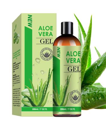 Organic Aloe Vera Gel with 100% Pure Aloe from Freshly Cut Aloe - Aloe Vera After Sun for Face Body Hair Sunburn After Sun Scars - absorbs rapidly with No sticky residue - 200 ml / 7 fl oz