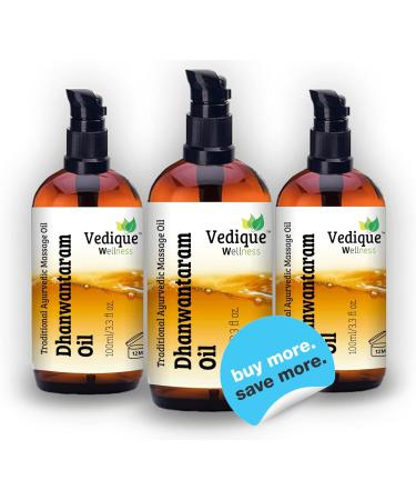 VEDIQUE Dhanwantaram Oil 100ml - Ayurvedic Massage Oil with 25+ Herbs | Vata Balancing | All Natural - Buy Online on GoSupps.com