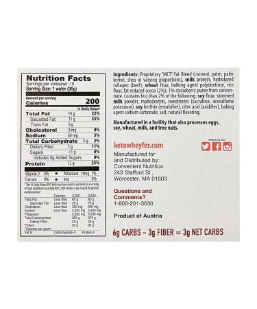 Convenient Nutrition Keto WheyFer Protein Snack Bars - Strawberry Cream 10 Bars | Low Carb, Low Sugar, Ketogenic-Friendly - Buy Online on GoSupps.com