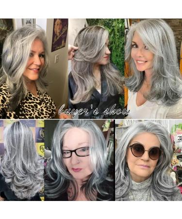 XIUFAXIRUSI Grey Long Wavy Synthetic Wig for Women - Natural Hair Look for Daily & Party Use - Buy Online on GoSupps.com