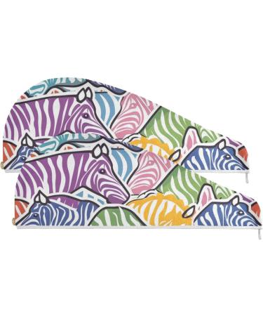 Rainbow Pinto Hair Towel 2 Pack | Super Absorbent Quick Dry Hair Turbans for Women & Girls - Buy Online on GoSupps.com