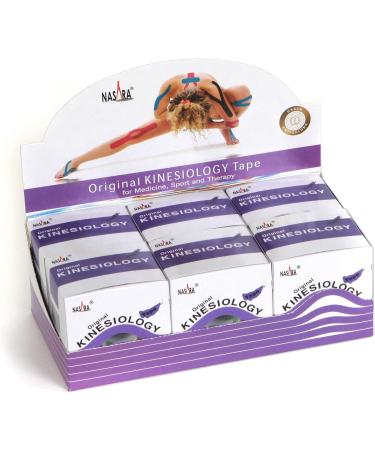 Nasara Original Kinesiological Physio Sport Tape - 6-Seater Box with 6 Rolls (5cm x 5m) - Free Video Instructions - Purple - Ideal for Sports & Medicine - Buy Online on GoSupps.com