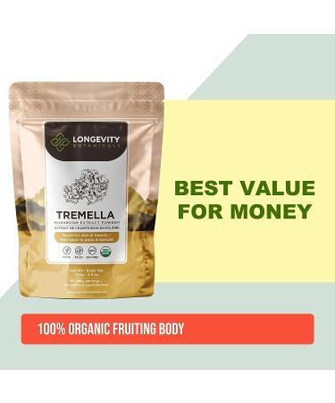 Longevity Botanicals Organic Tremella Mushroom Powder - 100% Fruiting Body - Promotes Healthy Skin & Memory - 100g - Buy Online on GoSupps.com