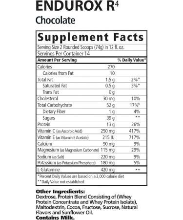 PacificHealth Endurox R4, Post Workout Recovery Drink Mix with Protein, Carbs, Electrolytes and Antioxidants for Superior Muscle Recovery, Net Wt. 2.29 lb., 14 Serving (Chocolate) - Buy Online on GoSupps.com