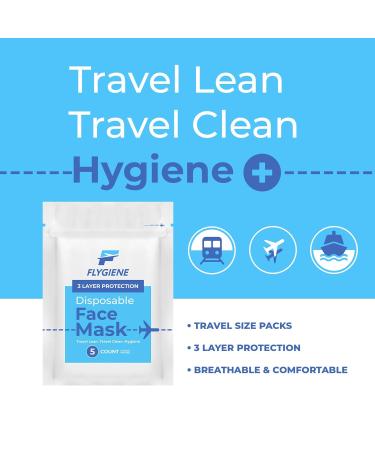 Travel Size Face Mask - 3 Ply Blue Disposable Face Masks for Adults - TSA Approved for Air Travel - 25 Count (5 Packs of 5) - Breathable & Comfortable - Buy Online on GoSupps.com