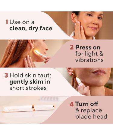 Buy Finishing Touch Flawless Dermaplane Glo - Sonic Lighted Exfoliator & Razor for Facial Hair Removal | 6 Replacement Heads | International Shipping Available - Buy Online on GoSupps.com