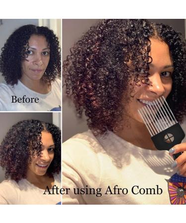 2 Pack Metal Hair Pick and Comb for Afro & Curly Hair Styling - Black - Buy Online on GoSupps.com