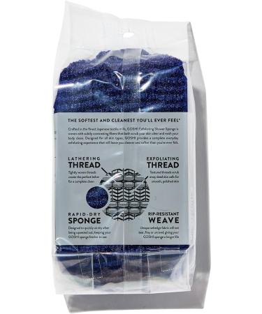GOSHI Exfoliating Shower Sponge - Rip-Resistant Rapid-Drying Bath Sponge for All Skin Types - Indigo Blue - Made in Japan | International Shipping Available - Buy Online on GoSupps.com