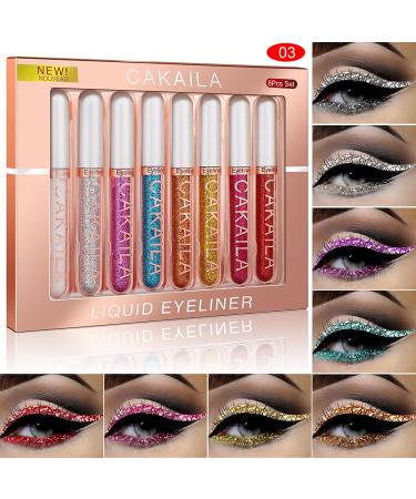 Go Ho 8 Colors Glitter Liquid Eyeliner Set - Colorful, High Pigmented, Long-lasting Waterproof Eyeliners for Women (03) - Buy Online on GoSupps.com