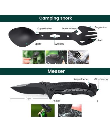 20-in-1 Survival Kit & Emergency Equipment | Camping Accessories Flashlight & Flint | Perfect Personalized Gifts for Dad & Men | International Shipping Available - Buy Online on GoSupps.com