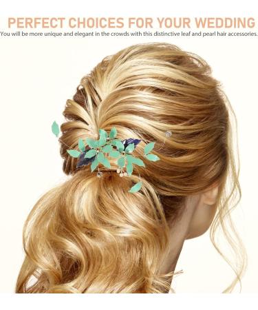 Uonlytech Comb Hair Comb Metal Flower Hair Comb Bride Wedding Hair Comb Crystal Wedding Hair Side Comb Rhinestone Bridal Hair Comb for Brides Women Girls(Green) Pearl Hair Rhinestone - Buy Online on GoSupps.com
