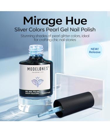 Modelones Pearl Gel Nail Polish 15ML Shimmer Mermaid Light Blue Gel Polish Pearlescent Shell Nail Gel Soak Off UV Gel Led Spring Gel Polish Swirl Shell Thread Effect DIY Manicure Gifts Pearl Blue - Buy Online on GoSupps.com
