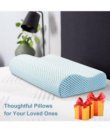 Anvo Memory Foam Pillow Neck Contour Cervical Orthopedic FIRM Pillow for Sleeping Side Back Stomach Sleeper Ergonomic Design for Neck and Shoulder Pain Relief - FIRM - Standard 24 x 13.4 x 4.7 inches - Buy Online on GoSupps.com