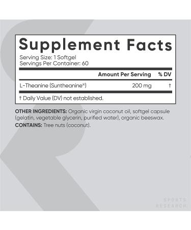 Buy Sports Research L-Theanine 200 mg - 60 Softgels for Relaxation & Focus - Buy Online on GoSupps.com