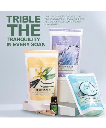 Spa Luxetique Bath Salts for Women 3 x 454g(16oz) Bath Salts Set Epsom Salts for Soaking with Tea Tree Oil and Wooden Spoon Lavender Vanilla Coconut Lime Nourishing Daily Use Bathing Spa Gifts for Birthday Christmas - Buy Online on GoSupps.com