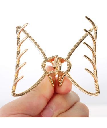 Textention Metal Hair Clips 2 Pack for Thick Hair - Gold + Silver Half Bun Barrette Jaw Clamp for Women/Girls - Buy Online on GoSupps.com