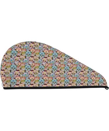 Colorful Sugar Skull Microfiber Hair Towel | Super Absorbent Coral Velvet Wrap for Long Curly & Thick Hair - Quick Dry Towel for Women - Buy Online on GoSupps.com