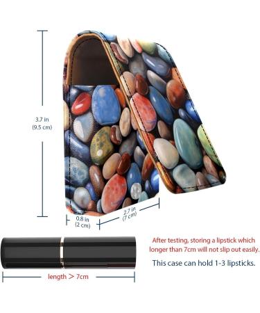Travel Lipstick Organizer Case | Portable Makeup Bag with Mirror | Colorful Stones Design for Beach Lovers - G150k7brqs - Buy Online on GoSupps.com