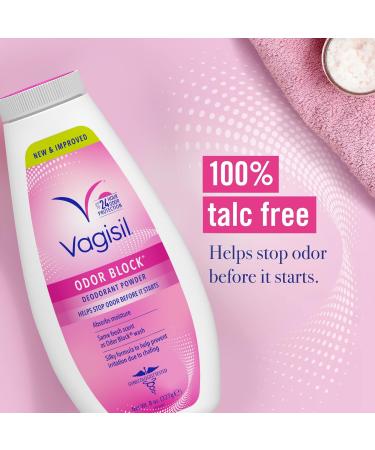 Vagisil Odor Block Deodorant Powder for Women - Talc-Free Prevents Chafing 8 Ounce (Pack of 3) - International Shipping Available - Buy Online on GoSupps.com