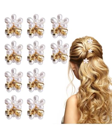 10 Pcs Mini Pearl Hair Clips  Bangs Flower Pearl Hair Clip Mini Flower Pearl Wedding Artificial Pearl Hair Clips for Women Girls Mother's Day Gift(Claw clips)