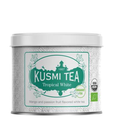 Kusmi tea - Tropical White Bio - White Tea with mango -passion taste - can 90 g - about 40 cups - ideal as an iced tea tropical white 100g - Buy Online on GoSupps.com
