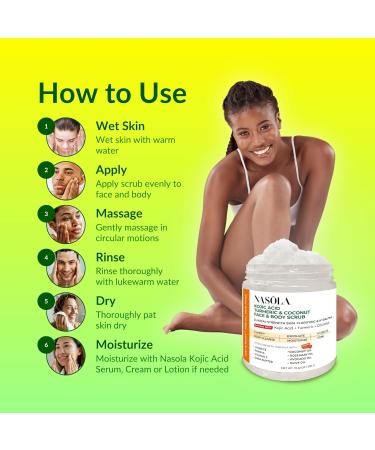 Kojic Acid Turmeric & Coconut Sugar Scrub - Deep Cleansing Exfoliating Wash | International Shipping - Buy Online on GoSupps.com