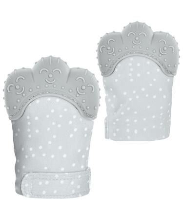 2Pack Silicone Teething Mitt Soothing Infant Teething Mitten Pain Relief Prevent Scratches Glove Safe Silicone Teething Toys for 0-12 Months Grey - Buy Online on GoSupps.com