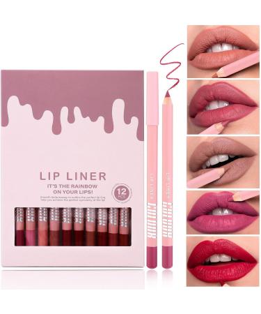 Lip Pencil 12 Colors Natural Matte Creamy Long-Lasting Makeup Supplies Soft and Blendable Lip Liner For Home Travel Party Wedding Winter Autumn Spring Office School - Buy Online on GoSupps.com
