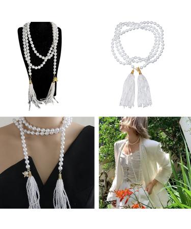 Shop OralGos Faux Pearl Tassel Choker Necklace | Elegant Fringe Fashion Accessory for Sweaters & Waist - International Shipping Available - Buy Online on GoSupps.com
