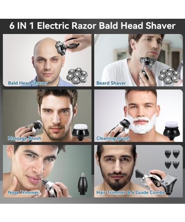 BestMal 6-in-1 Bald Head Shaver for Men - Upgraded 7D Electric Rotary Shaver with LED Display IPX7 Waterproof Wet/Dry Grooming Kit - Buy Online on GoSupps.com