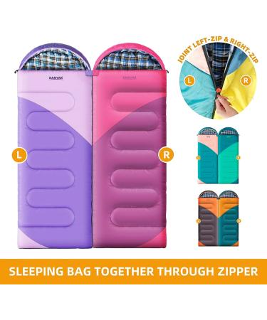 Camping Sleeping Bag - 32 Sleeping Bags for Cold Weather Camping - Adults, Kids, Teens - 3-4 Season Warm Sleeping Bag - Camping Gear for Outdoors - Dark Purple & Light Purple - Buy Online on GoSupps.com