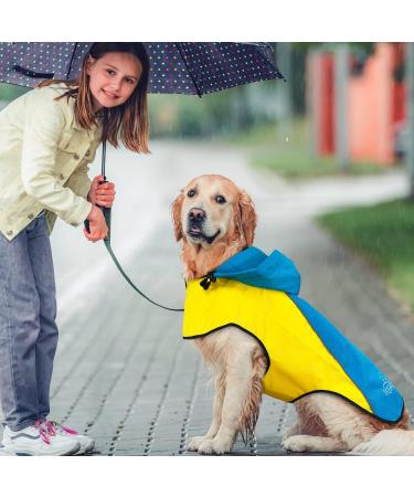 Buy Waterproof Rain Jacket for Dogs | Adjustable Reflective Dog Coat | Ultra-Light Rain Cape for Small Medium & Large Pets - Yellow & Blue - Buy Online on GoSupps.com