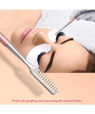 Fvion Stainless Steel Eyelash Comb & Separator for Eyelash Extensions | Pink Lash Lift Tool & Mascara Brush - Buy Online on GoSupps.com