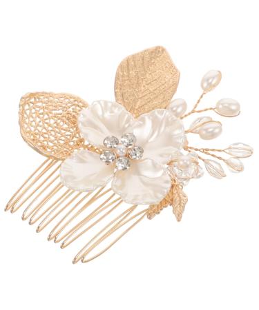 Mikinona Gold Leaf Side Comb Wedding Bride Headpiece Decorative Hair Combs Girl Headpiece Comb for Bridesmaid Hair Comb for Bride Hair Comb for Side Comb Headpiece Hair Comb Clip