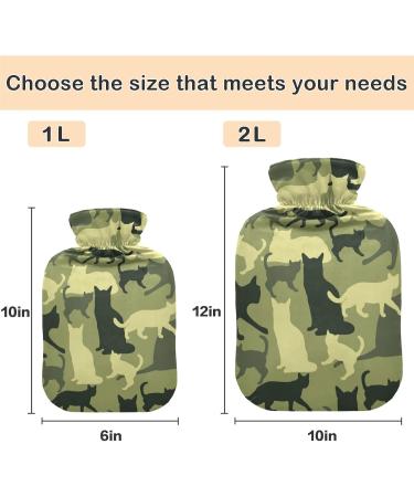 Shop Naanle Camouflage Cats Hot Water Bottle | 1L Transparent Heat Therapy for Pain Relief - Ideal for Bed & Foot Comfort - Buy Online on GoSupps.com