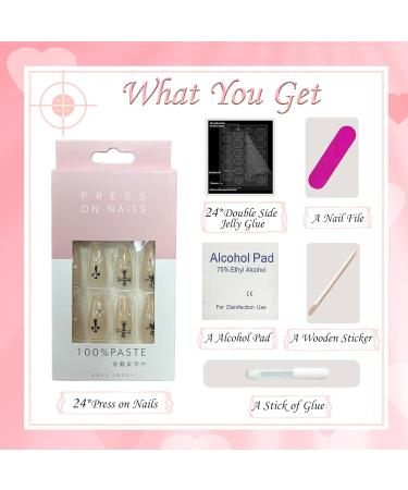 Gothic Long Halloween False Nails - 24pcs Coffin Design Nude Fake Nails with Glue Sticker for Women and Girls - Buy Online on GoSupps.com