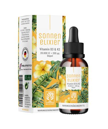 NATURTREU Vitamin D3 K2 drops high dose & vegan - 20 000 IU Vitamin D3 + Vitamin K2 MK7 200 mcg per dose (depot) - Buy Online on GoSupps.com
