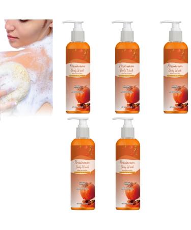 ZHJZGS Persimmon Body Wash - Natural Odor Removal Body Wash 100ML / 3.38FL.OZ gentle unisex formula for all skin areas deep cleansing and odor control (5PCS)